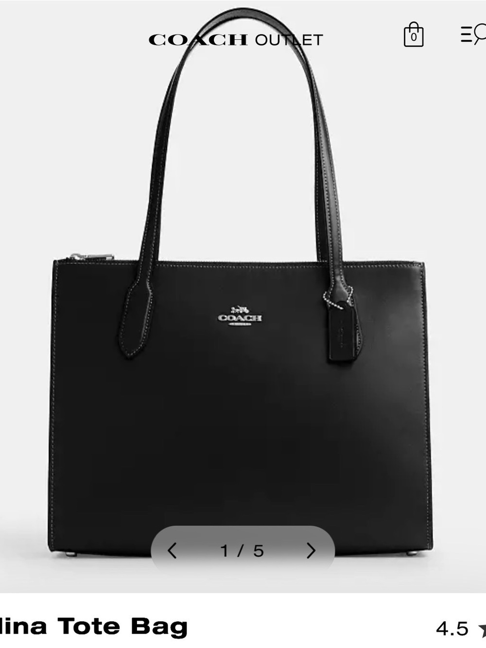 COACH Black Large Nina Tote with Silver Logo